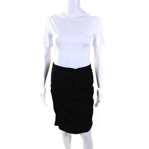 Theory Women's Zip Closure Pockets A-Line Mini Work Skirt Black Size 2